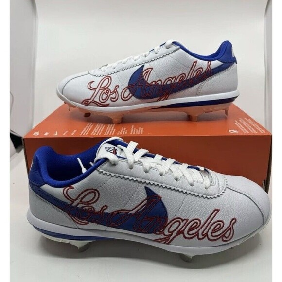 Size 11.5 Nike Lunar Cortez BSL CV5565-100 White Royal Blue Dodgers PE Rare New main image 5